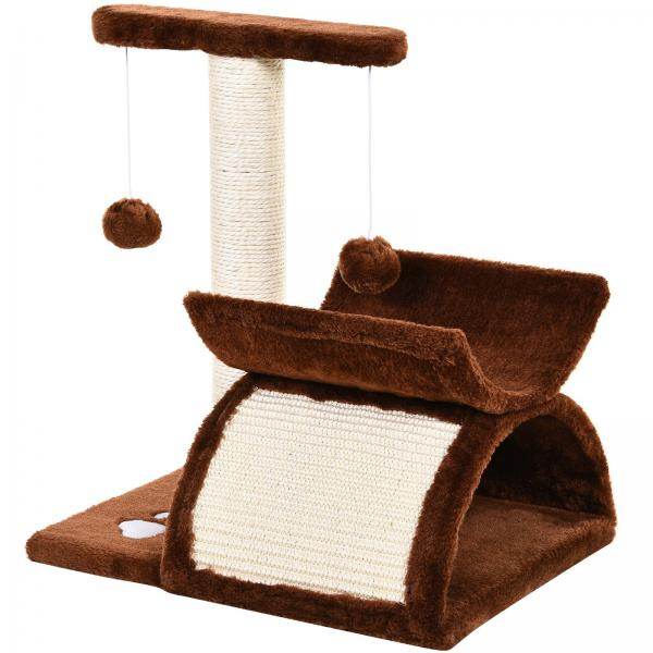 Katzenkratzbaum Spielbaum Kratzbaum Katzen mit Ball Braun L40 x B30 x H43 cm - Palo24