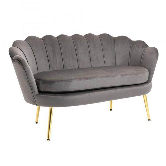 2-Sitzer Loungesofa Grau Messing 130 cm x 63 cm x 73 cm - Palo24