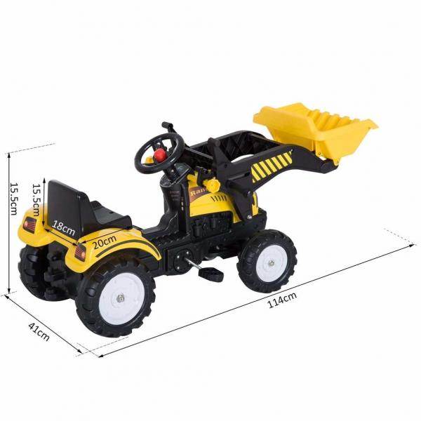 Tretauto Traktor mit Fontlader ab 3 Jahre Schwarz+Gelb - Palo24