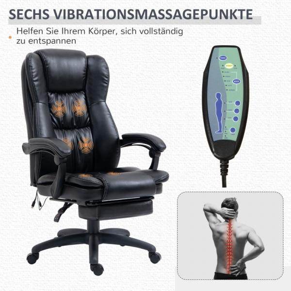 Bürostuhl Anhebbar Kopfstütze Vibration Kopfstütze Massagefunktion Liegefunktion Schwarz - Palo24