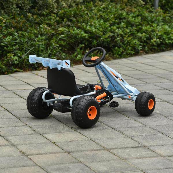 Go Kart Mit Pedal Kinderfahrzeug Tretauto mit Pedal für 3-8 Jahre Stahl Hellblau - Palo24