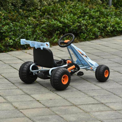 Go Kart Mit Pedal Kinderfahrzeug Tretauto mit Pedal für 3-8 Jahre Stahl Hellblau - Palo24