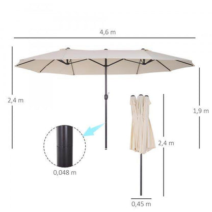Sonnenschirm mit Handkurbel Oval Metall + Polyester Cremeweiss - Palo24
