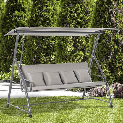 3-Sitzer Hollywoodschaukel Schaukelbank 2-in-1 Gartenliege mit Sonnendach Stahl - Palo24