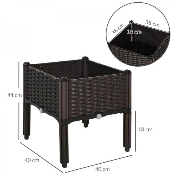 Gartenbeet Hochbeet Pflanzkasten Blumenkasten Rattan-Look Abflusslöcher PP Braun - Palo24