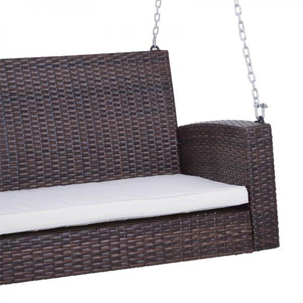 Hängebank 2-Sitzer Rattan Gartenschaukel mit Sitzkissen Hängeschaukel Schaukelbank Braun - Palo24