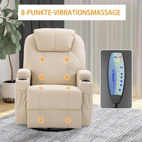 Massagesessel Elektrisch 5 Massage-Modi Liegefunktion Schaumstoff Cremeweiss - Palo24