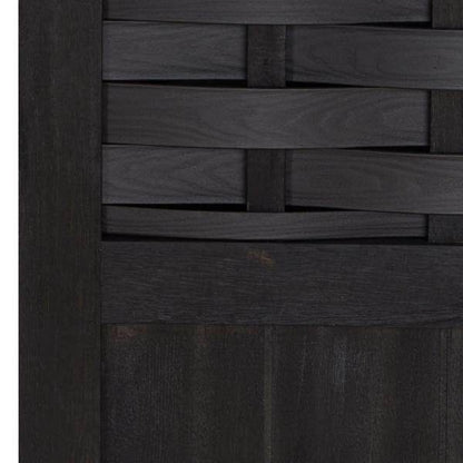 Paravent Raumteiler 3 teilig Holz Trennwand Rattan Sichtschutz Schwarz - Palo24