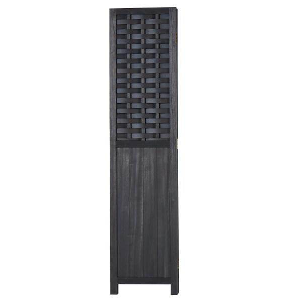 Paravent Raumteiler 3 teilig Holz Trennwand Rattan Sichtschutz Schwarz - Palo24
