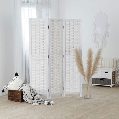 Paravent Natur Rattan-Optik | 3 teilig | Holz | Raumteiler Trennwand Sichtschutz
