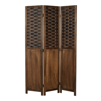 Paravent Braun Rattan-Optik | 3 teilig | Holz | Raumteiler Trennwand Sichtschutz