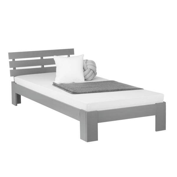Einzelbett Holzbett Futonbett 90x200 Grau Kiefer Bettgestell Massivholz - Palo24