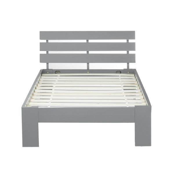 Einzelbett Holzbett Futonbett 90x200 Grau Kiefer Bettgestell Massivholz - Palo24