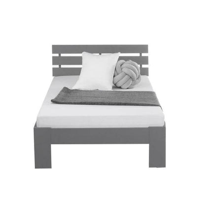 Einzelbett Holzbett Futonbett 90x200 Grau Kiefer Bettgestell Massivholz - Palo24