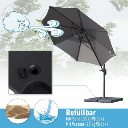 Sonnenschirmständer 4 x befüllbar mit Sand Wasser HDPE -Kunststoffpro bis zu 130 kg - Palo24
