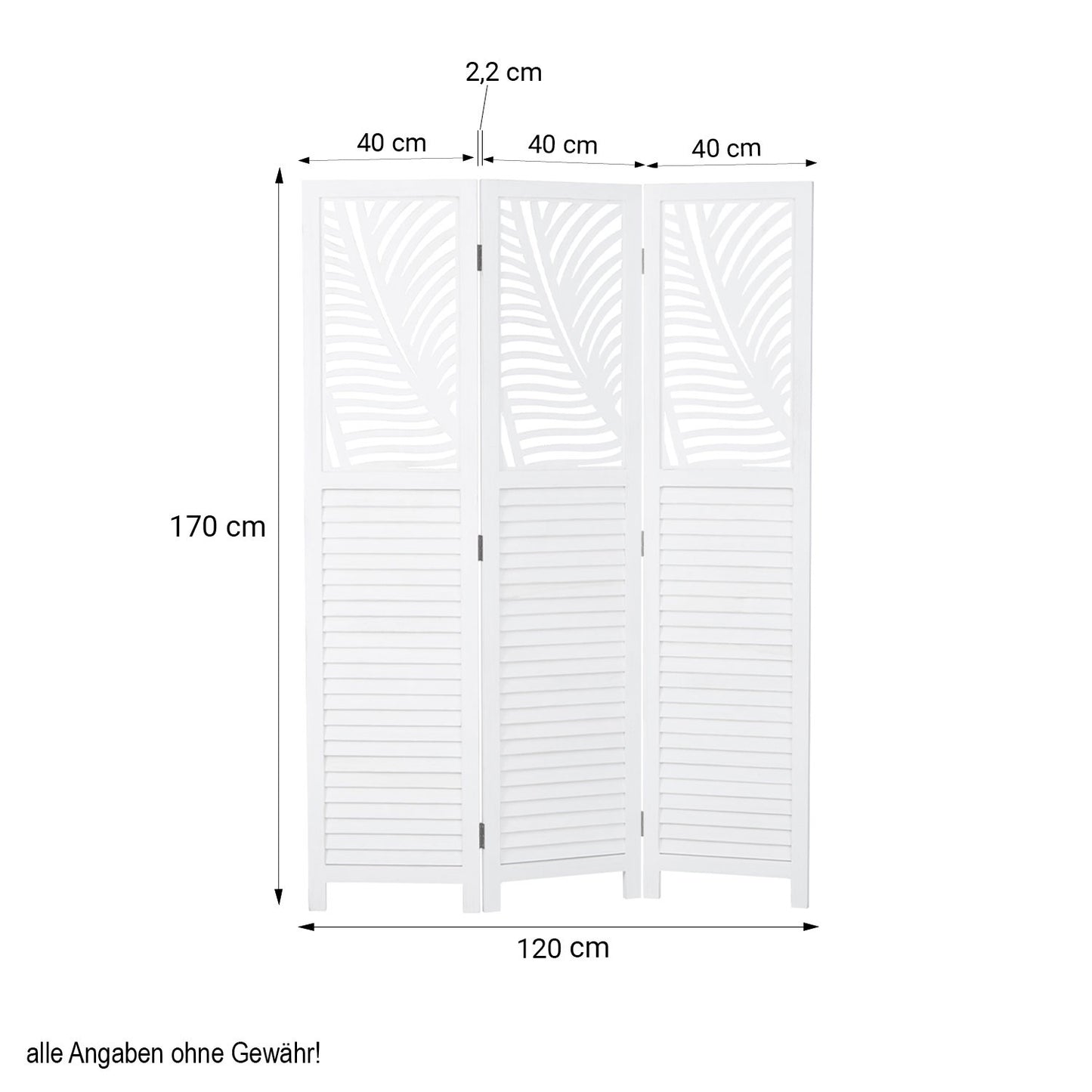 Paravent Weiss Rattan-Optik Verzierungen 3 teilig Raumteiler Trennwand Sichtschutz