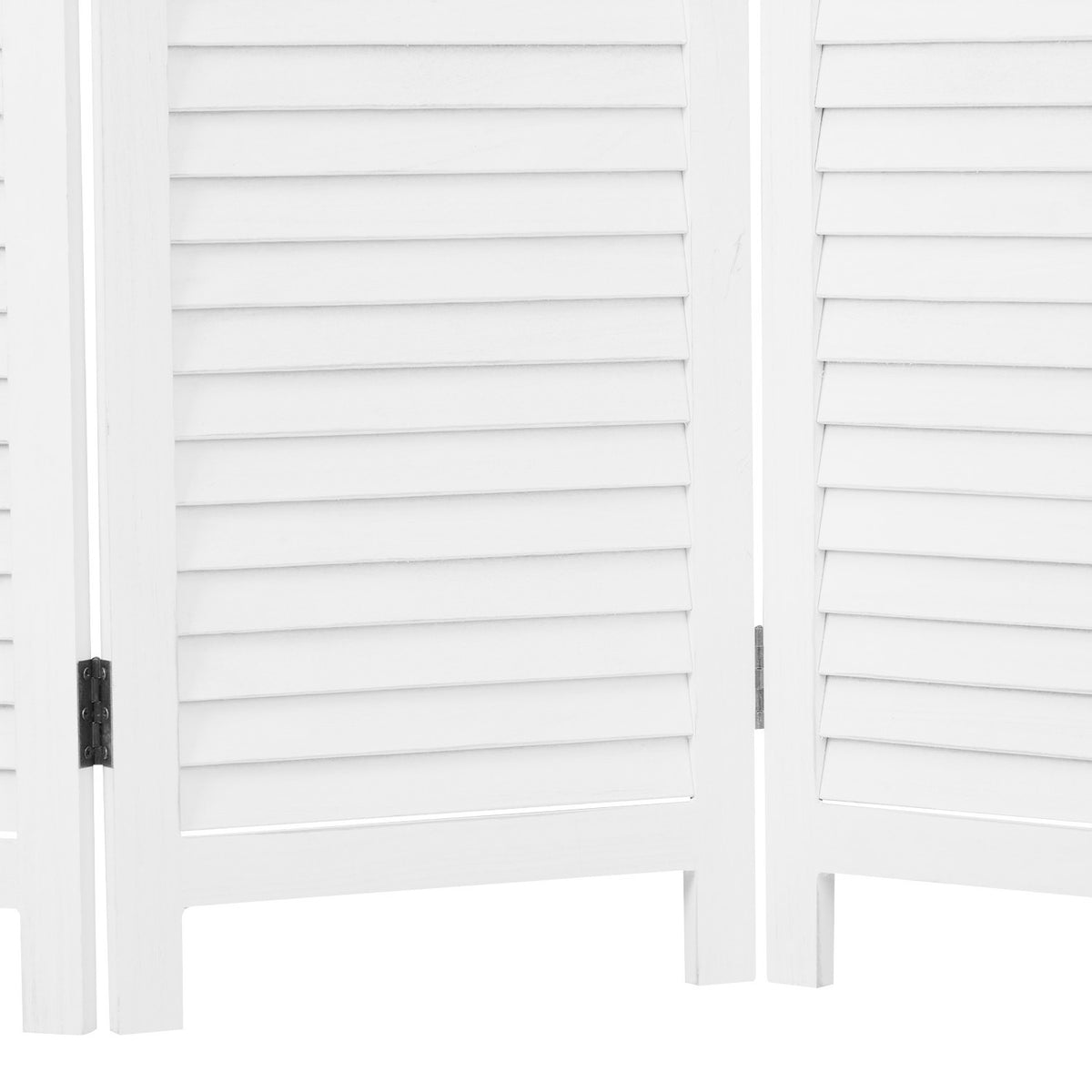 Paravent Weiss Rattan-Optik Verzierungen 3 teilig Raumteiler Trennwand Sichtschutz