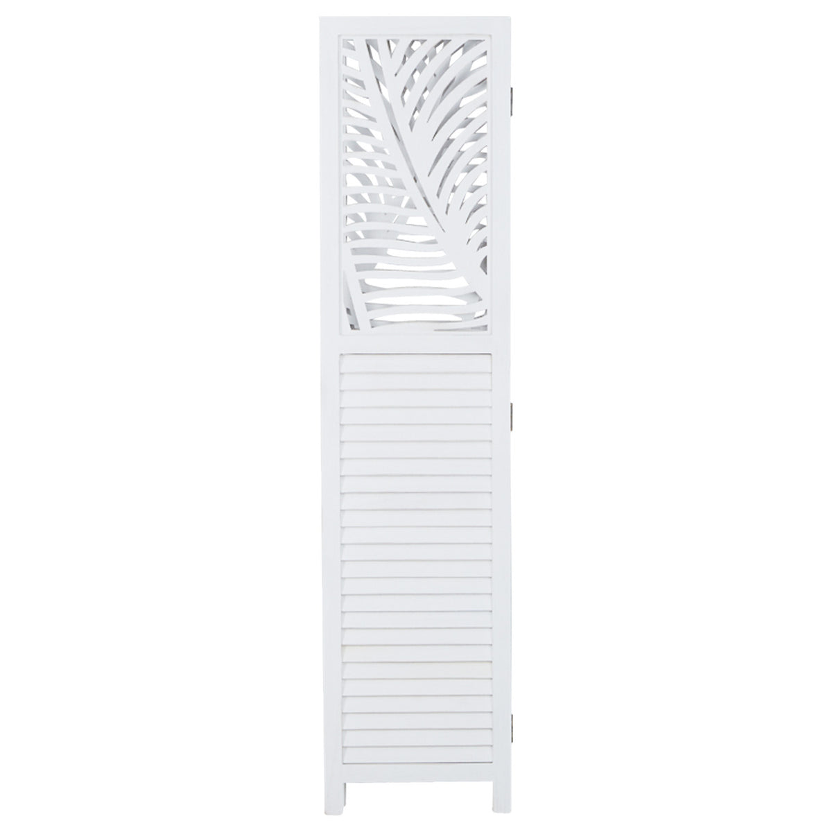 Paravent Weiss Rattan-Optik Verzierungen 3 teilig Raumteiler Trennwand Sichtschutz