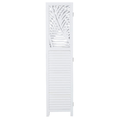 Paravent Weiss Rattan-Optik Verzierungen 3 teilig Raumteiler Trennwand Sichtschutz