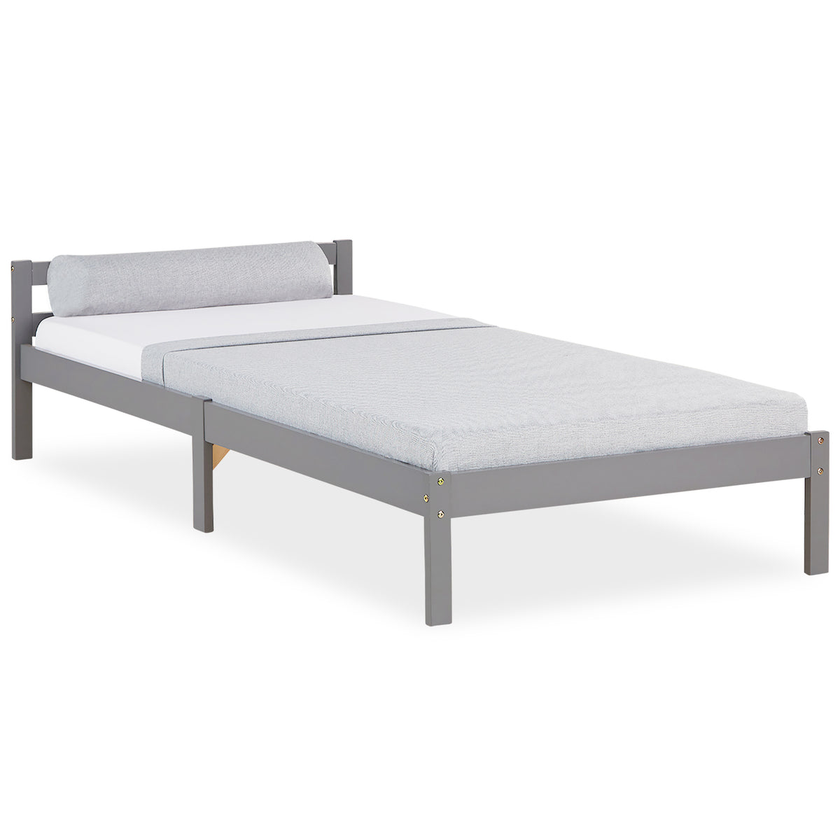 Palettenbett 90x200 cm Grau | Einzelbett | mit Lattenrost | Holz | Kind Jugend Gast