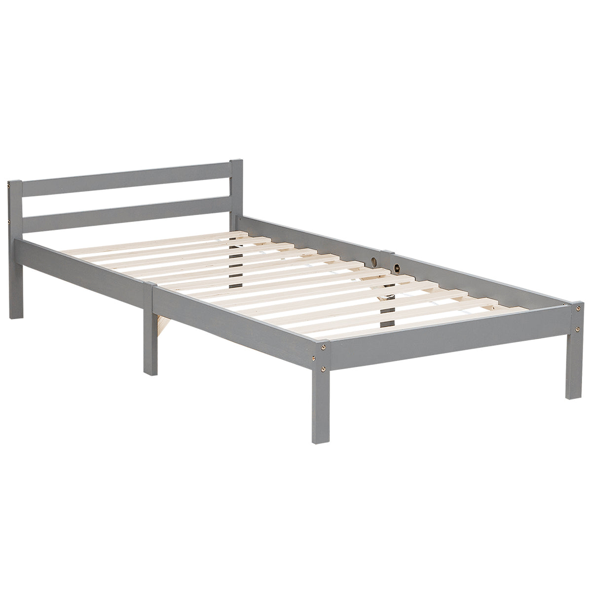 Palettenbett 90x200 cm Grau | Einzelbett | mit Lattenrost | Holz | Kind Jugend Gast