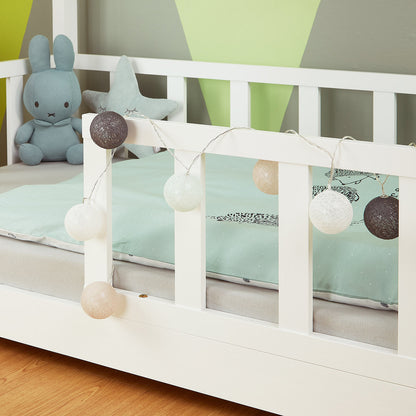Kinderbett 80x160 cm Weiss | Hausbett mit Rausfallschutz | Montessori | mit Lattenrost