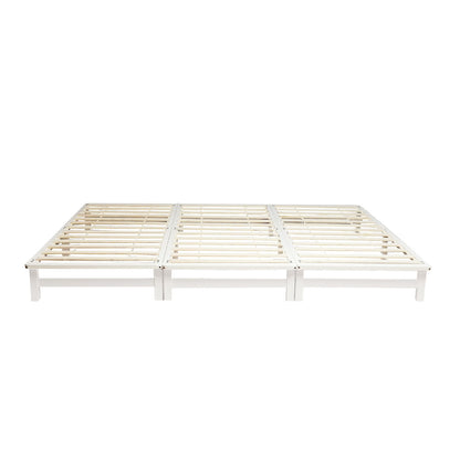 Familienbett 270x200 cm Weiss | Maxi Palettenbett XXL | mit Lattenrost | Holz | auch einzeln stellbar