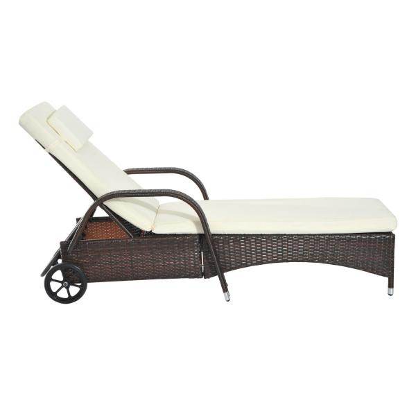 Mobile Gartenliege Kaffeebraun Rattanliege Polyrattan - Palo24
