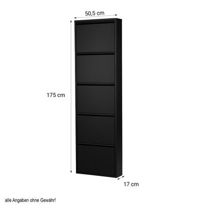 Schuhschrank Schuhkipper 5 Fächer Schwarz - Palo24
