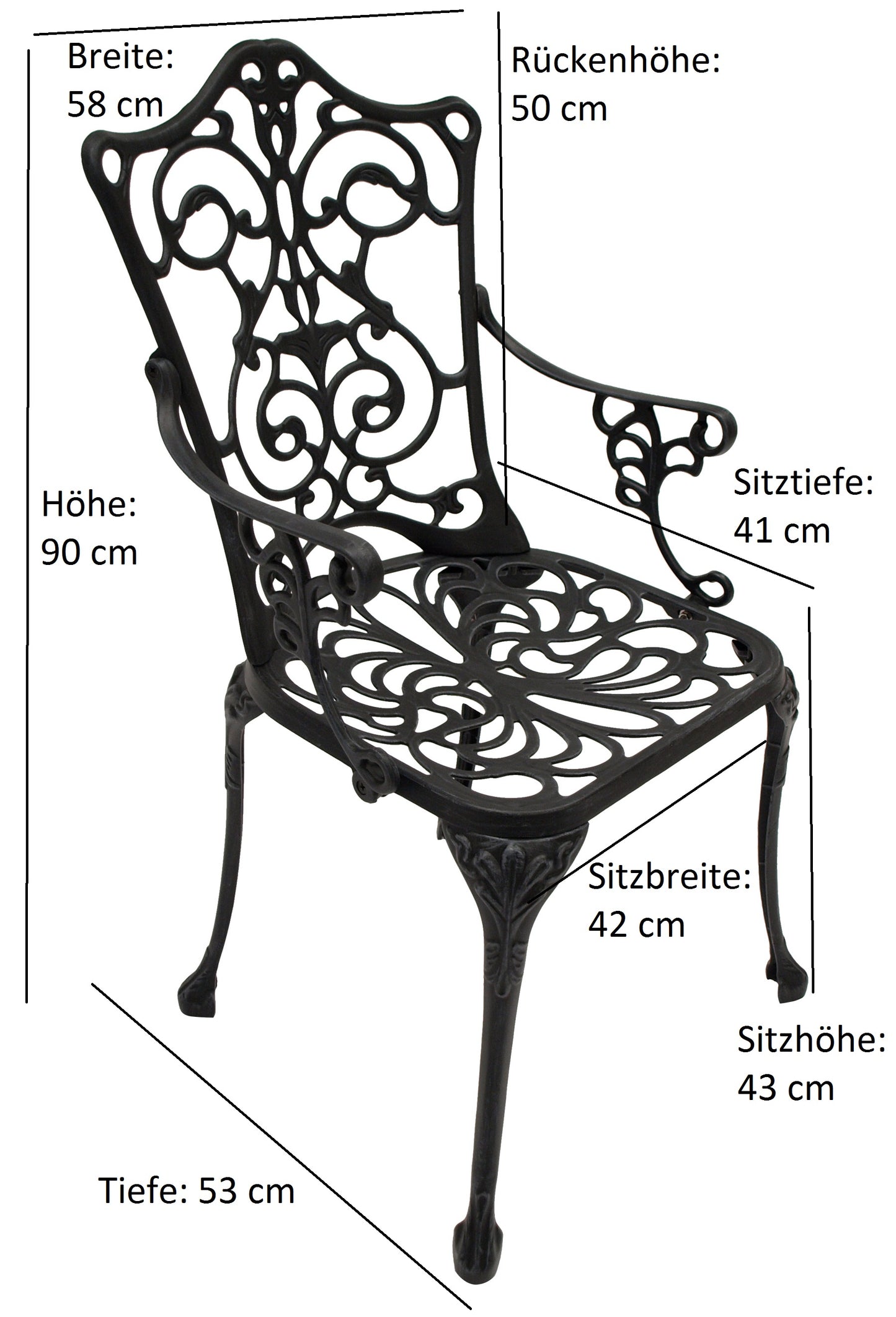 Gartensessel LUGANO Alu grau antik