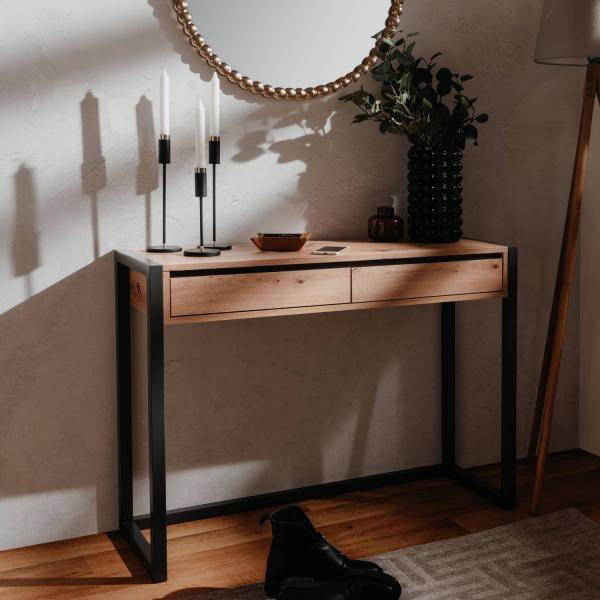 Konsolentisch Beistelltisch Flurtisch Holz Sideboard Anrichte 2 Schubladen - Palo24
