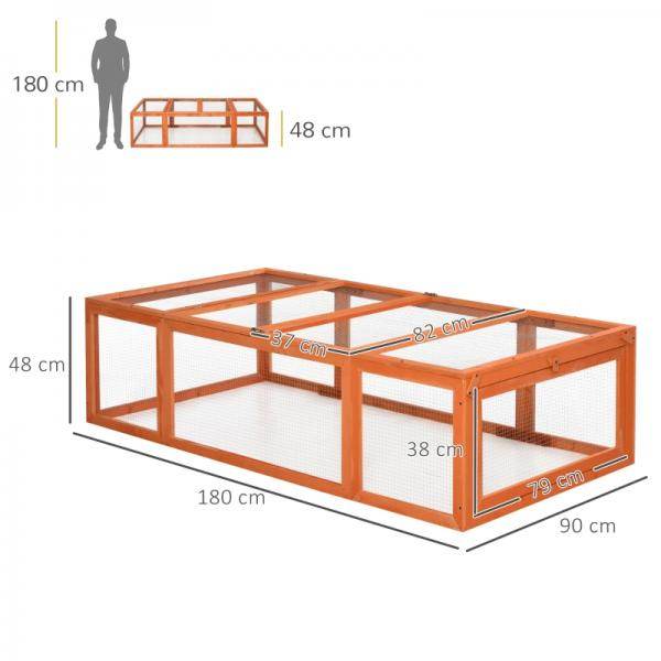 Freilaufgehege für Kleintiere Aufklappbares Dach Tannenholz Orange - Palo24
