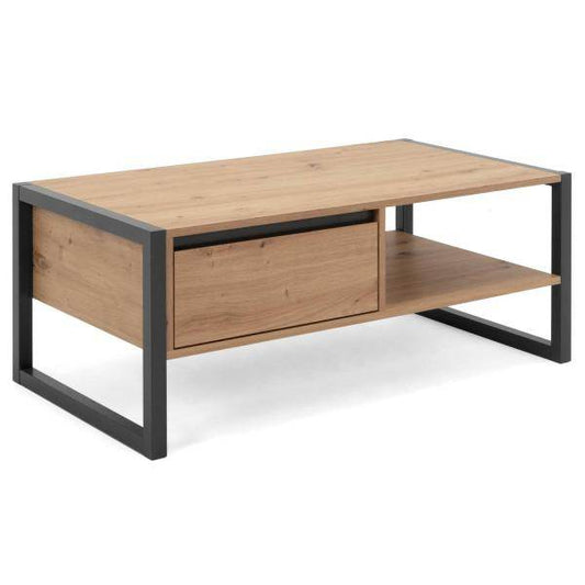 Couchtisch Sofatisch Wohnzimmertisch Anthrazit Natur Beistelltisch Stauraum Holz - Palo24