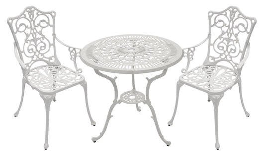 Set da bistrot LUGANO 3 pezzi, alluminio pressofuso bianco