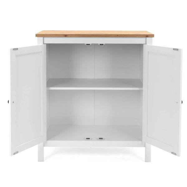 Sideboard Kommode Wohnzimmerschrank Anrichte Weiss Holz mit Stauraum Natur - Palo24