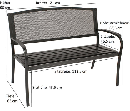 Panca da giardino 2 posti, COMO in lamiera stirata antracite