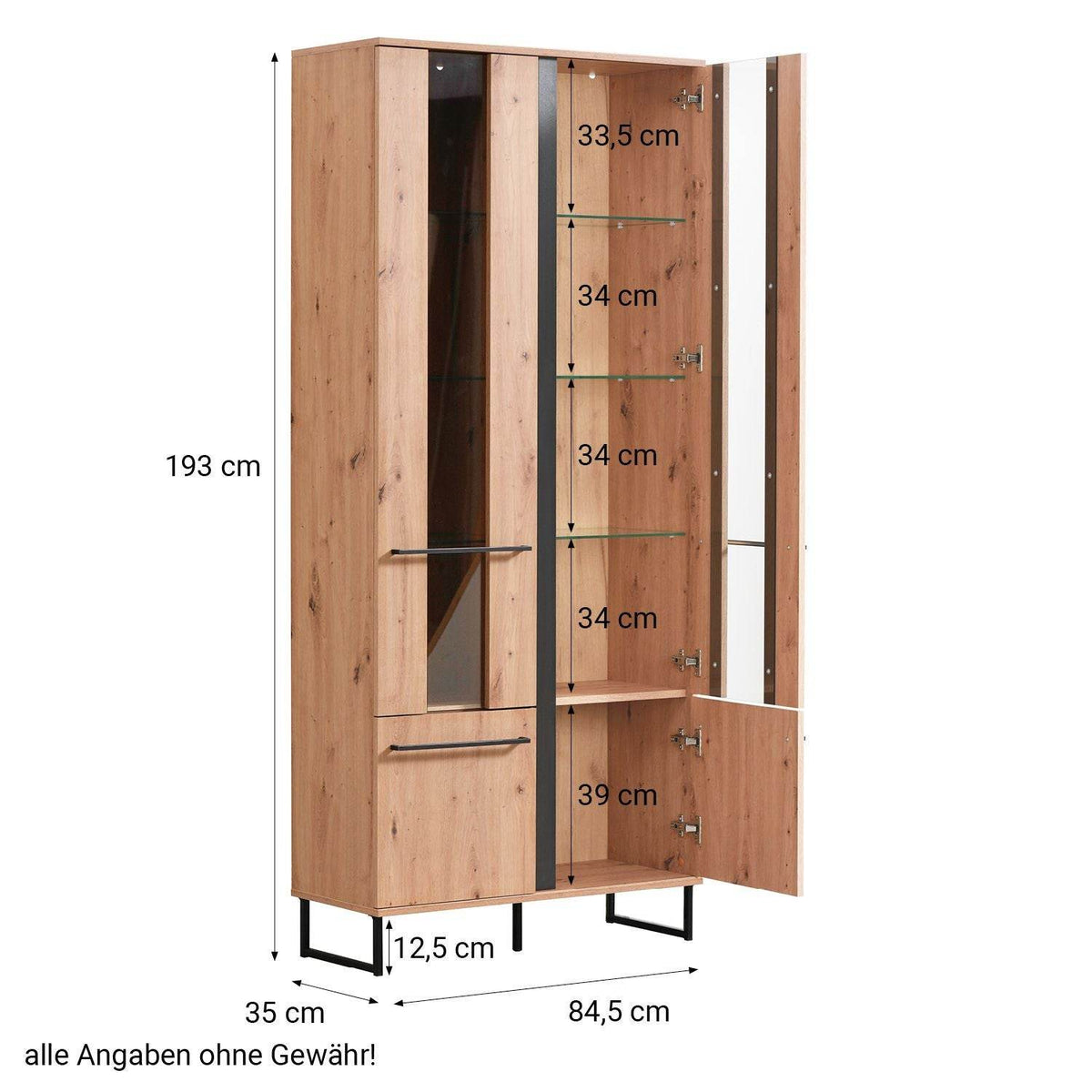 Vitrine Highboard Eiche Natur - Palo24