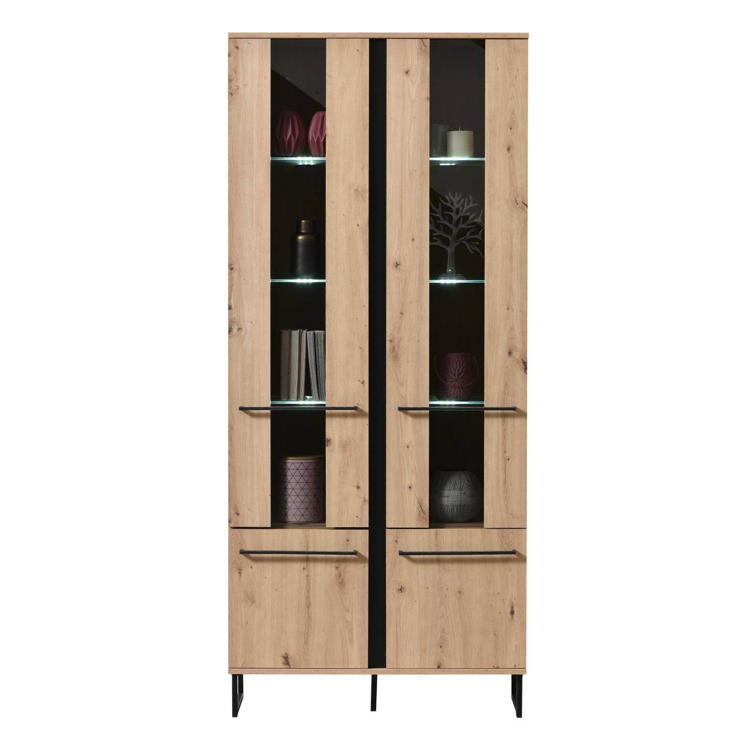 Vitrine Highboard Eiche Natur - Palo24