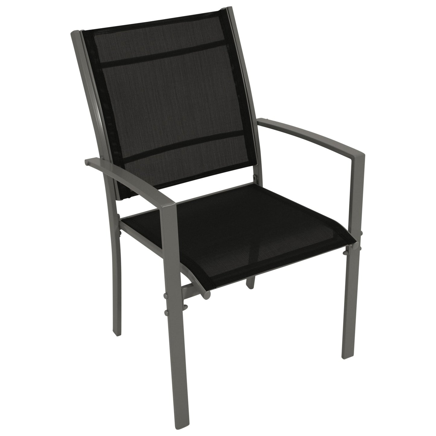4x chaises empilables PINO, métal + tissu textile noir
