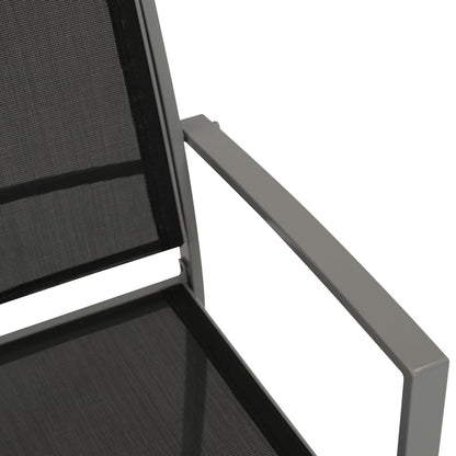 4x chaises empilables PINO, métal + tissu textile noir