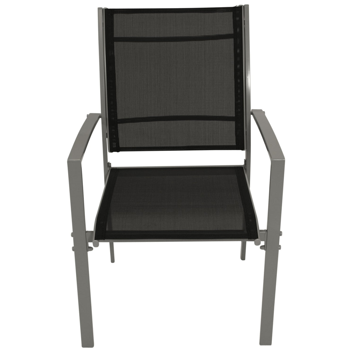 4x chaises empilables PINO, métal + tissu textile noir