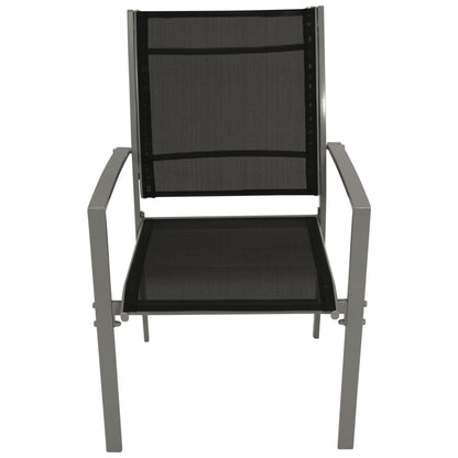 4x chaises empilables PINO, métal + tissu textile noir