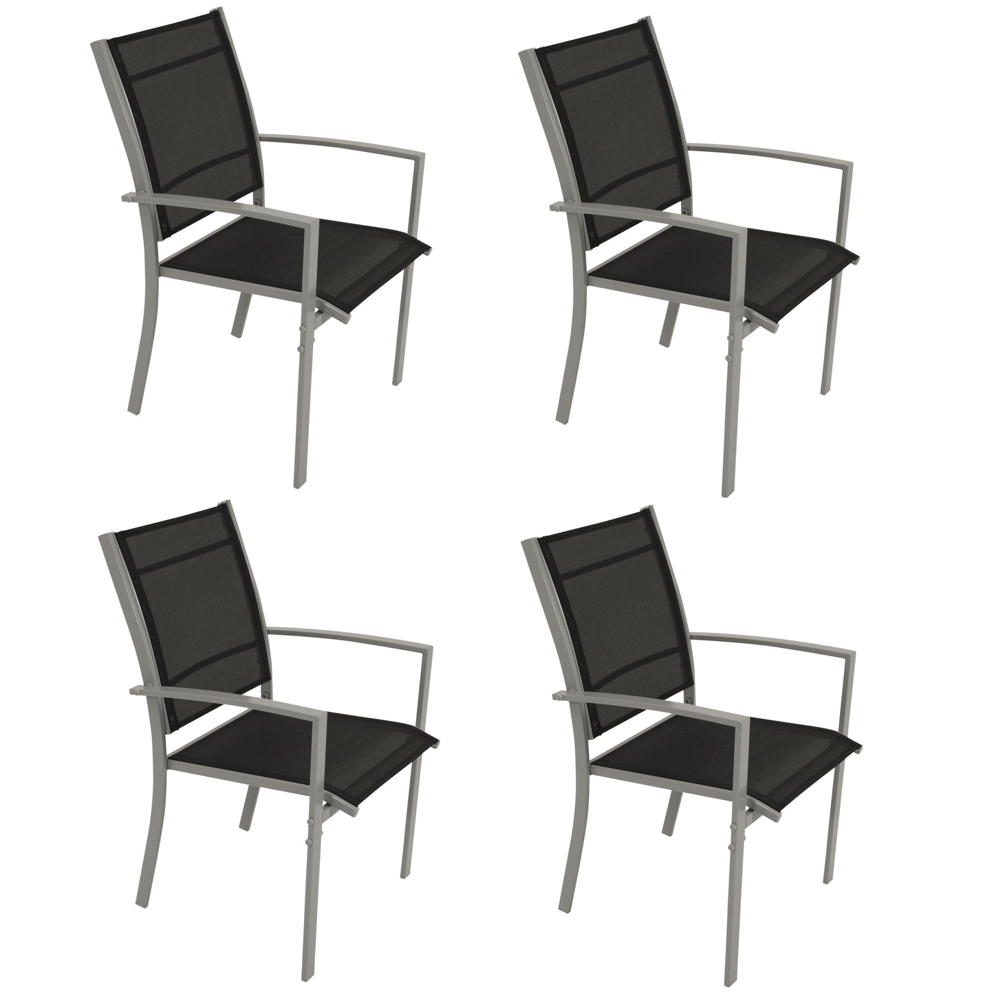Garnitur Sitzgruppe PINO 4-teilig, Metall + Kunstgewebe schwarz