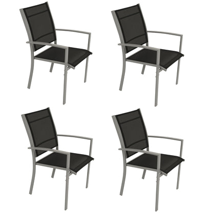 Garnitur Sitzgruppe PINO 4-teilig, Metall + Kunstgewebe schwarz