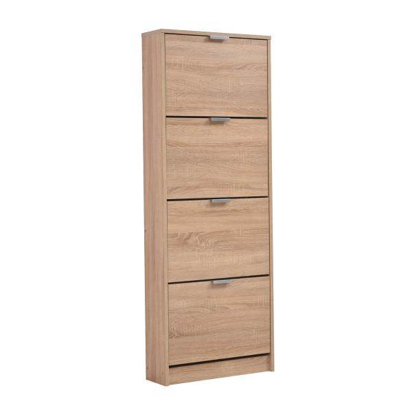 Schuhschrank Schuhregal Schuhkipper Schmal Holz Eiche 4 Fächer Schuhkommode - Palo24