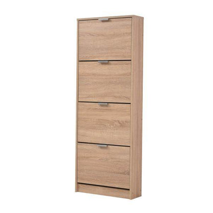 Schuhschrank Schuhregal Schuhkipper Schmal Holz Eiche 4 Fächer Schuhkommode - Palo24