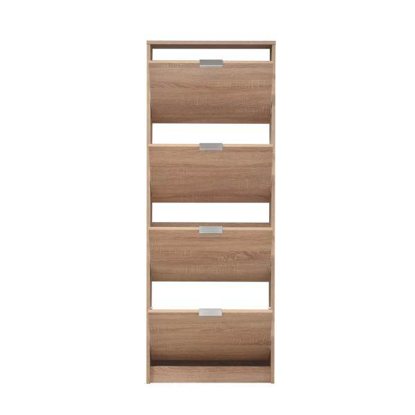 Schuhschrank Schuhregal Schuhkipper Schmal Holz Eiche 4 Fächer Schuhkommode - Palo24