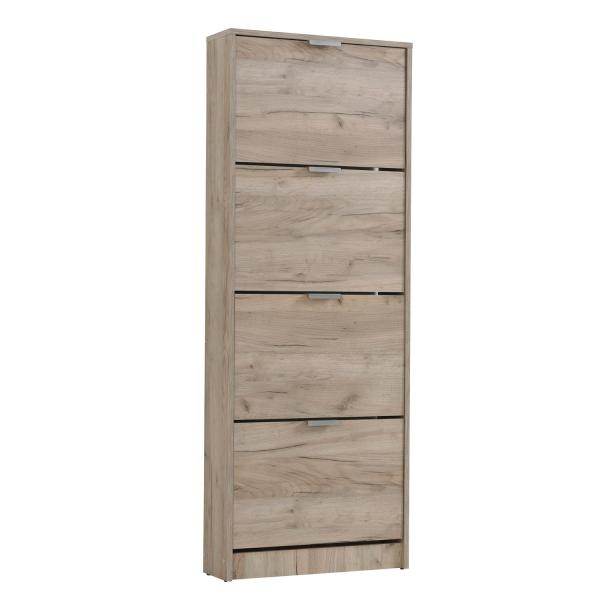 Schuhschrank Schuhregal Schuhkipper Schmal Holz Eiche Grau 4 Fächer - Palo24