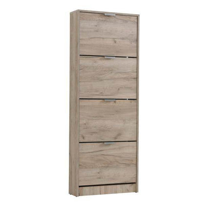 Schuhschrank Schuhregal Schuhkipper Schmal Holz Eiche Grau 4 Fächer - Palo24