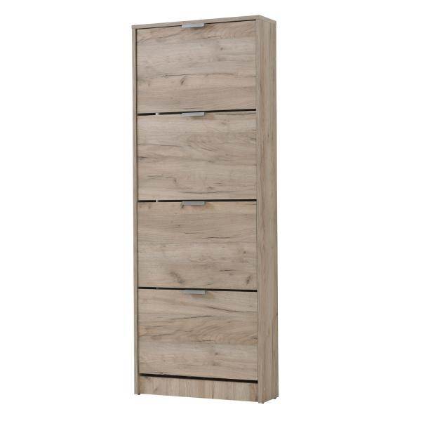 Schuhschrank Schuhregal Schuhkipper Schmal Holz Eiche Grau 4 Fächer - Palo24